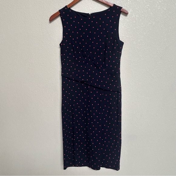 Ann Taylor Women’s Navy Dress with Red Polka Dots Size 2 Career Office Dressy - Picture 1 of 4